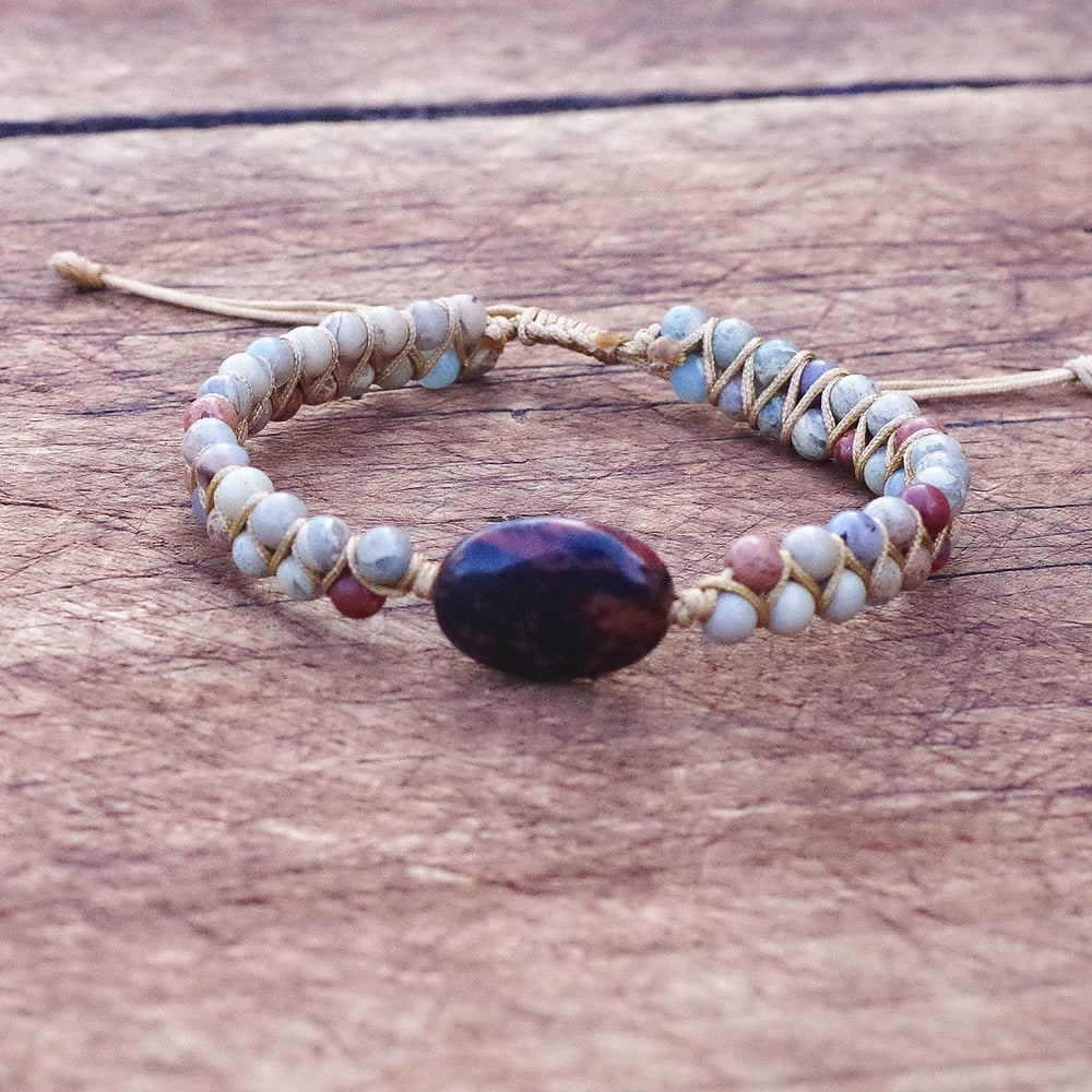 Natural Stone Serpentine Beads Wrap Bracelet